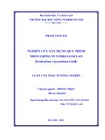 Nghiên cứu xây dựng quy trình nhân giống in vitro loài lan dendrobium chysanthum lindl