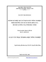 đánh giá hiệu quả sử dụng đất nông nghiệp theo hướng sản xuất hàng hóa của huyện lương tài, tỉnh bắc ninh