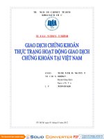 Tiểu luận thị trường tài chính Giao dịch chứng khoán thực trạng giao dịch chứng khoán tại Việt Nam