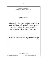đánh giá việc thực hiện chính sách bồi thường, hỗ trợ và tái định cư tại một số địa bàn huyện tam đảo, tỉnh vĩnh phúc