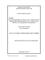 so sánh ảnh hưởng của bột lá sắn và bột cỏ stylo trong khẩu phần đến năng suất và chất lượng trứng của gà đẻ bố mẹ lương phượng