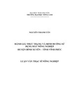 đánh giá thực trạng và định hướng sử dụng đất nông nghiệp tại huyện bình xuyên- tỉnh vĩnh phúc