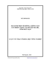 so sánh một số dòng, giống sắn có triển vọng tại huyện ba bể, tỉnh bắc kạn