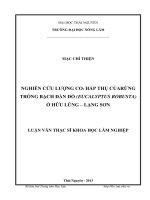 nghiên cứu hàm lượng co2 hấp thụ của rừng trồng bạch đàn đỏ (eucalyptus robusta) ở hữu lũng-lạng sơn