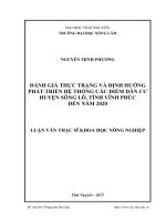 đánh giá thực trạng và định hướng phát triển hệ thống các điểm dân cư huyện sông lô, tỉnh vĩnh phúc đến năm 2020