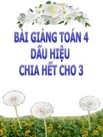 bài giảng toán 4 chương 3 bài 1 dấu hiệu chia hết cho 3
