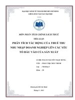 phân tích tác động của thuế thu nhập doanh nghiệp lên các yếu tố đầu vào của sản xuất