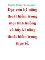 Chuyên đề sinh viên sư phạm: Dạy con kỹ năng thoát hiểm trong mọi tình huống và bẩy kĩ năng thoát hiểm trong thực tế