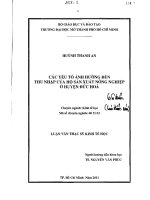 Các yếu tố ảnh hưởng đến thu nhập của hộ sản xuất nông nghiệp ở huyện Đức Hòa