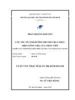 Các yếu tố ảnh hưởng đến kết quả thực hiện công việc của nhân viên
