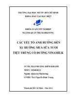 Các yếu tố ảnh hưởng đến xu hướng mua sữa tươi tiệt trùng có đường VINAMILK