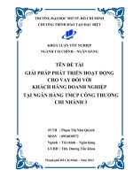 Giải pháp phát triển hoạt động cho vay đối với khách hàng doanh nghiệp tại ngân hàng TMCP công thương Chi nhánh 3