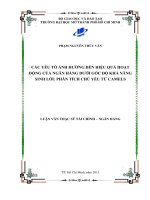 Các yếu tố ảnh hưởng đến hiệu quả hoạt động của ngân hàng dưới góc độ khả năng sinh lời Phân tích chủ yếu từ Camels