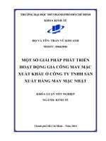 Một số giải pháp phát triển hoạt động gia công may mặc xuất khẩu ở công ty TNHH sản xuất hàng may mặc Nhật