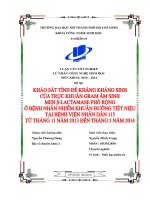 Khảo sát tính đề kháng kháng sinh của trực khuẩn Gram âm sinh Men β Lactamase phổ rộng ở bệnh nhân nhiễm khuẩn đường tiết niệu tại bệnh viện nhân dân 115 từ tháng 11 năm 2013 đến tháng 5 năm 2014