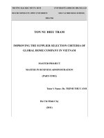 Improving the supplier selection criteria of Global Home company in Vietnam