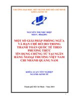 Một số giải pháp phòng ngừa và hạn chế rủi ro trong thanh toán quốc tế theo phương thức tín dụng tại ngân hàng ngoại thương Việt Nam chi nhánh Quảng Nam