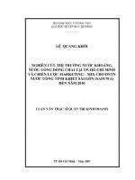 Nghiên cứu thị trường nước khoáng, nước uống đóng chai tại thành phố Hồ Chí Minh và chiến lược marketing mix cho DNTN nước uống tinh khiết Sài Gòn (Sapuwa) đến năm 2010