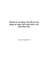 Thanh tra sử dụng vốn đầu tư xây dựng từ ngân sách nhà nước của  tỉnh Phú Thọ