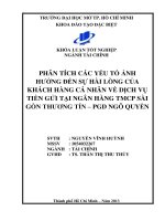Phân tích các yếu tố ảnh hưởng đến sự hài lòng của khách hàng cá nhân về dịch vụ tiền gửi tại ngân hàng TMCP Sài Gòn thương tín PGD Ngô Quyền