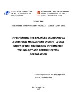 Implementing the balanced scorecard as a strategic management system A case of Nam Truong Son ICT corporation