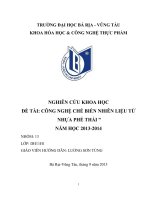 Đề tài tái chế nhựa thành nguyên liệu đốt