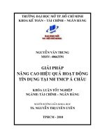 Giải pháp nâng cao hiệu quả hoạt động tín dụng tại ngân hàng TMCP Á Châu