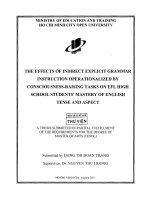 The effect of indirect explicit grammar instruction operationalized by consciousnesraising tasks on EFL high school students mastery of English tense and aspect