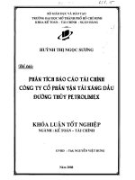 Phân tích báo cáo tài chính công ty cổ phần vận tải xăng dầu đường thủy Petrolimex.