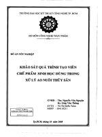 khảo sát quá trình tạo viên chế phẩm sinh học dùng trong xử lý ao nuôi thủy sản