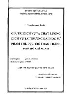 Giá trị dịch vụ và chất lượng dịch vụ tại trường đại học sư phạm thể dục thể thao thành phố Hồ Chí Minh