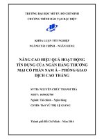 Nâng cao hiệu quả hoạt động tín dụng của ngân hàng thương mại cổ phần Nam Á Phòng giao dịch Cao Thắng