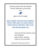 Hoạt động thanh toán không dùng tiền mặt tại ngân hàng TMCP ngoại thương Việt Nam Chi nhánh Bình Tây