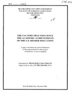 The factors that influence the academic achievements of the U.S. higher education