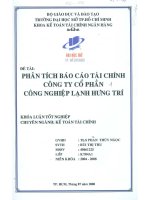 Phân tích báo cáo tài chính công ty cổ phần công nghiệp lạnh Hưng Trí