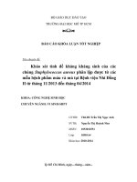Khảo sát tính đề kháng kháng sinh của các chủng Staphylococcus aureus phân lập được từ các mẫu bệnh phẩm máu và mủ tại Bệnh viện Nhi Đồng 2 từ tháng 11 năm 2013 đến tháng 04 năm 2014