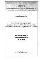 Một số giải pháp phát triển sản xuất kinh doanh hàng dệt may của tổng công ty dệt may Việt Nam đến năm 2010