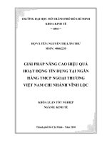 Giải pháp nâng cao hiệu quả hoạt động tín dụng tại ngân hàng thương mại cổ phần ngoại thương Việt Nam chi nhánh Vĩnh Lộc