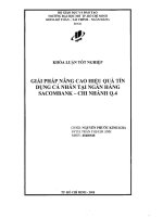 Giải pháp nâng cao hiệu quả tín dụng cá nhân tại Ngân hàng Sacombank Chi nhánh Quận 4