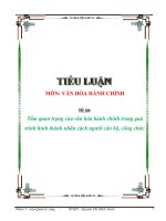 Tầm quan trọng của văn hóa hành chính trong quá trình hình thành nhân cách người cán bộ, công chức