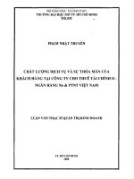 Chất lượng dịch vụ và sự thỏa mãn của khách hàng tại công ty ch thuê tài chính II Ngân hàng nông nghiệp và phát triển nông thôn Việt Nam