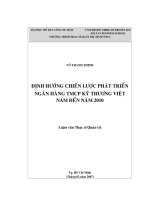 Định hướng chiến lược phát triển Ngân hàng TMCP Kỹ Thương Việt Nam đến năm 2010