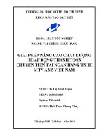 Giải pháp nâng cao chất lượng hoạt động thanh toán chuyển tiền tại ngân hàng TNHH một thành viên ANZ Việt Nam