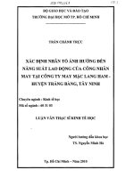Xác định nhân tố ảnh hưởng đến năng suất lao động của công nhân may tại công ty may mặc Lang Ham Huyện Trảng Bàng Tây Ninh