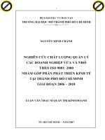 Nghiên cứu chất lượng quản lý các doanh nghiệp vừa và nhỏ theo ISO 9001 2000 nhằm góp phần phát triển kinh tế tại thành phố Hồ Chí Minh giai đoạn 2006 đến 2010.