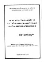 Quan điểm của giáo viên về vai trò giáo dục đạo đức trong trường trung học phổ thông