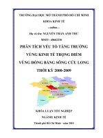 Phân tích yếu tố tăng trưởng vùng kinh tế trọng điểm vùng đồng bằng Sông Cửu Long thời kỳ 2000 đến 2009