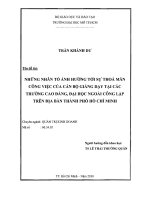 Những nhân tố ảnh hưởng tới sự thỏa mãn công việc của cán bộ giảng dạy tại các trường cao đẳng, đại học ngoài công lập trên địa bàn thành phố Hồ Chí Minh