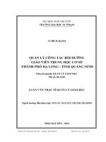 quản lý công tác bồi dưỡng giáo viên trung học cơ sở thành phố hạ long - tỉnh quảng ninh