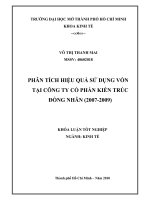 Phân tích hiệu quả sử dụng vốn tại công ty cổ phần kiến trúc Đồng Nhân (2007 đến 2009)